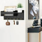 Stylish Wooden Key Organizer with Shelf and Hooks