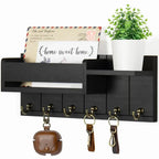 Stylish Wooden Key Organizer with Shelf and Hooks
