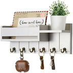 Stylish Wooden Key Organizer with Shelf and Hooks
