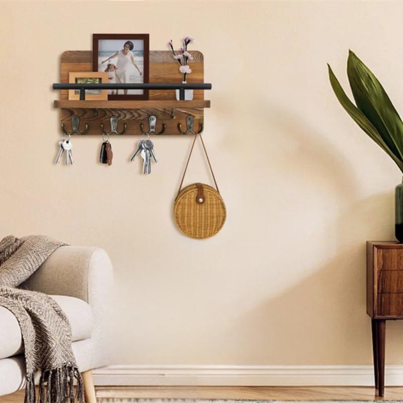 Charming Wall-Mounted Key Organizer with Mail Slot