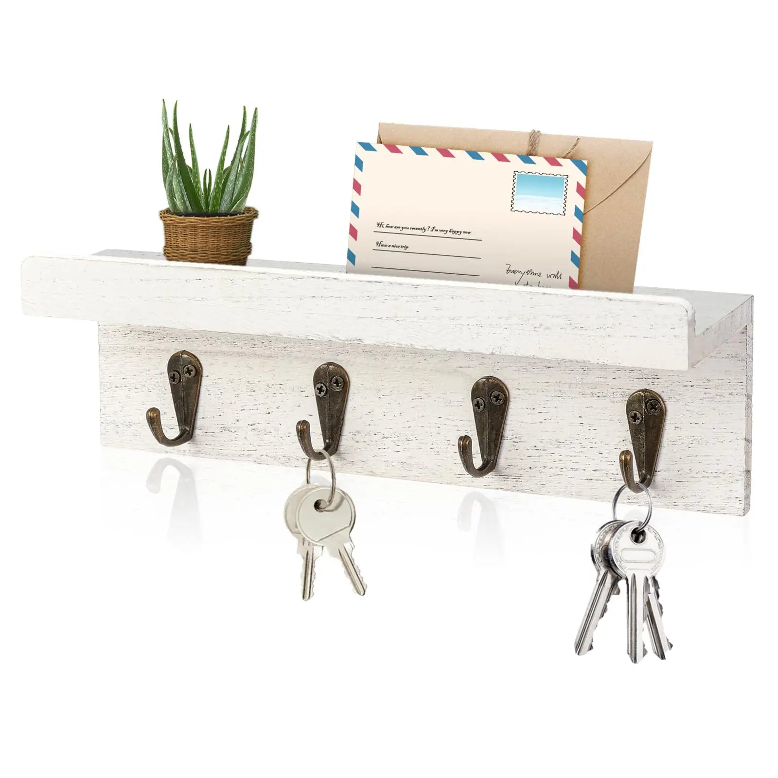 Charming Wall-Mounted Key Organizer with Mail Slot