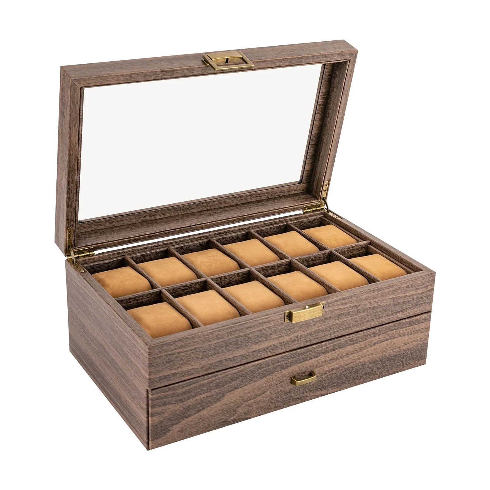 Elegant Dual-Layer Watch Organizer with 24 Compartments