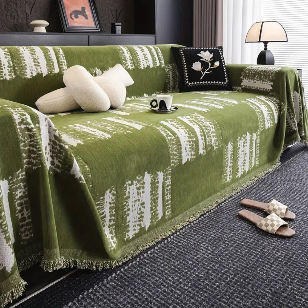 Minimalist Non-Slip Throw Sofa Cover in Brushstroke Pattern