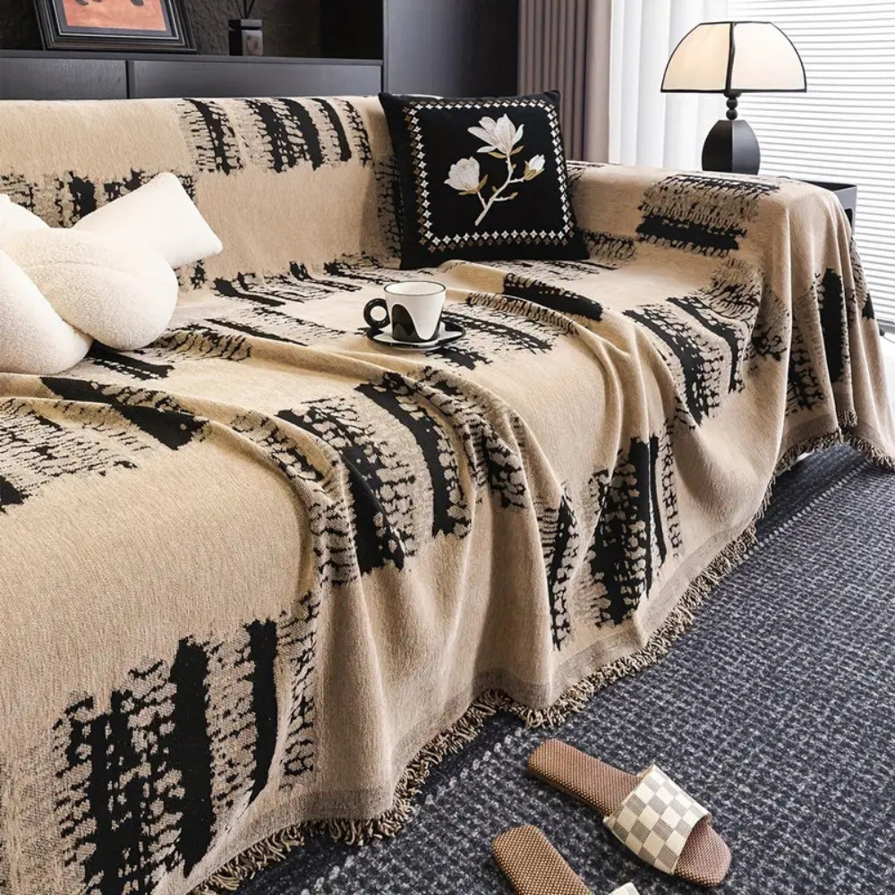 Minimalist Non-Slip Throw Sofa Cover in Brushstroke Pattern
