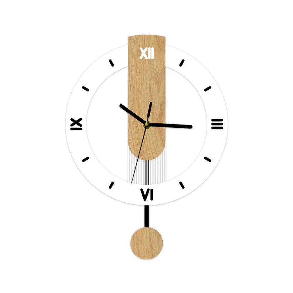 Contemporary Wall Clock with Pendulum | Acrylic and Wood Minimalist Style