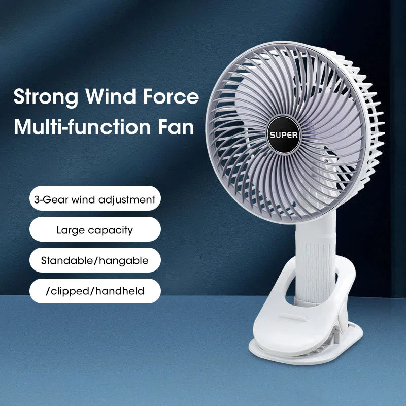 Handheld Portable Fan with Removable Base and Wall Attachment