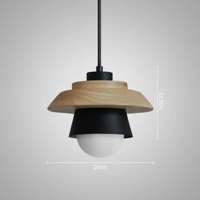 Colorful Macaron Design Pendant Light in Nordic Wood Style