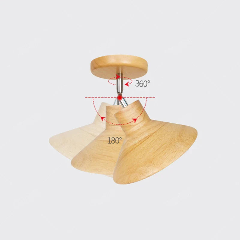 Natural Wood Cone Ceiling Light Fixture