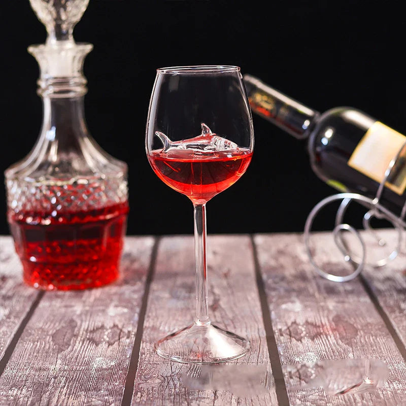 Playful Shark-Themed Wine Goblets for Every Occasion