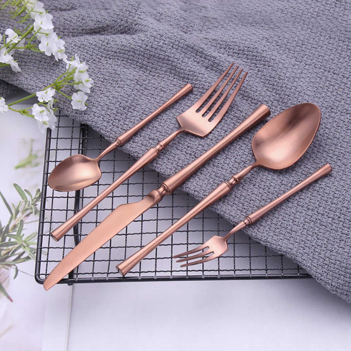 Sleek Rose Gold Cutlery Collection