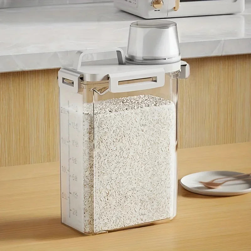 2.5L Airtight Storage Bin for Rice, Cereal, and Flour with Measuring Scoop