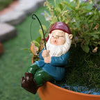 Garden Gnome Statue Sitting with Fishing Pole – Resin Decoration