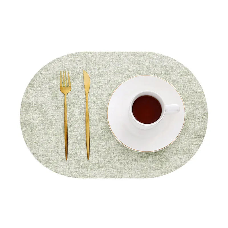 Heat Resistant Non-Slip Oval Placemats in Faux Leather