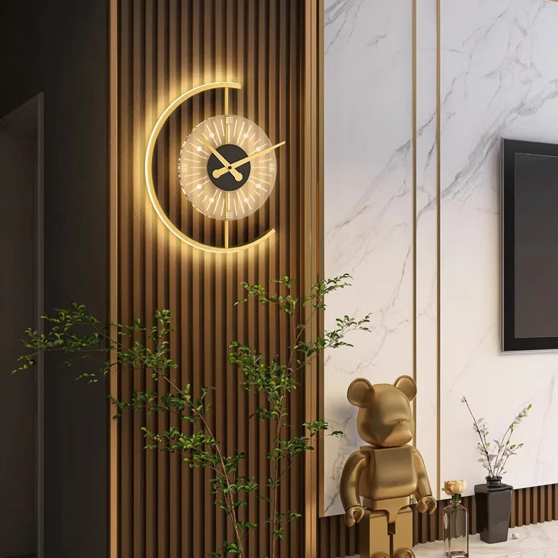Post-Modern LED Sconce with Clock - Lunaris Wall Lamp