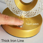 3D Crystal LED Night Light - Rechargeable Touch Dimmer Lamp