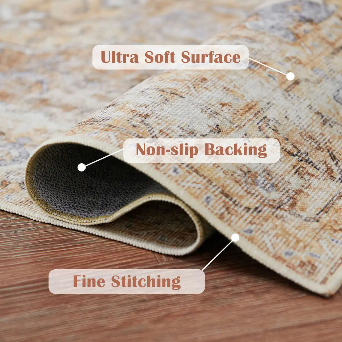 Foldable Non-Slip Oriental Carpet | Medallion Design Area Rug