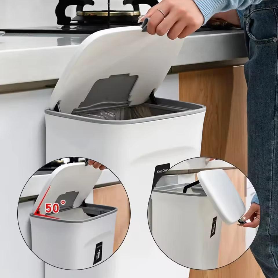 SmartSpace Hanging Waste Bin with Lid - Convenient One-Handed Disposal