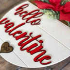 Elegant Round Wooden Valentine Door Decor
