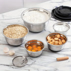 Ultimate Stainless Steel Mixing Bowl Set with Secure Lids & Grater Tools