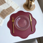 Round Faux Leather Placemats with Embossed Floral Pattern – Luxury Set