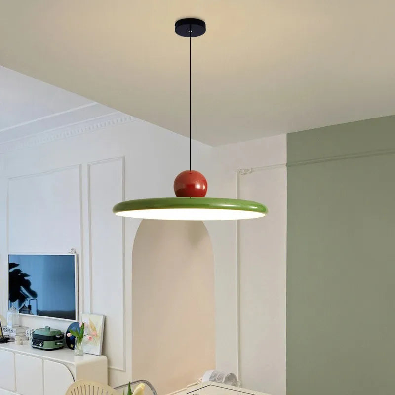 LED Cream-Style Ceiling Light – Nordic Flying Saucer Pendant