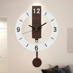 Contemporary Wall Clock with Pendulum | Acrylic and Wood Minimalist Style