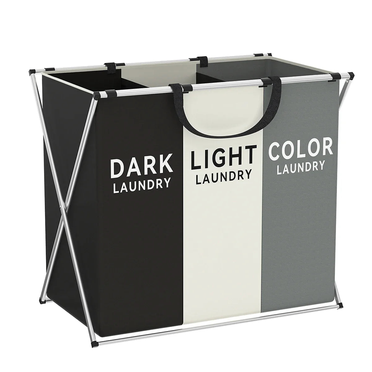 Foldable Multi-Compartment Laundry Basket - Tri-Section Hamper