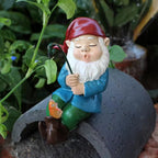 Garden Gnome Statue Sitting with Fishing Pole – Resin Decoration