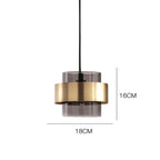 Contemporary Brass Cylinder Pendant Light with Nordic Glass