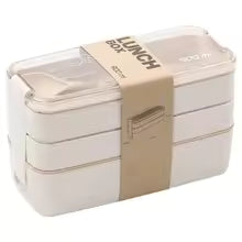3-Tier Bento Lunch Box – 900 ml Made from Wheat Straw
