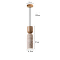 Minimalist Bedside Pendant Light in Travertine and Wood Design