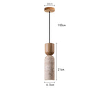 Minimalist Bedside Pendant Light in Travertine and Wood Design