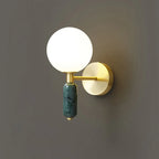 Modern Wall Sconce with Marble and Glass | Gold Finished Light