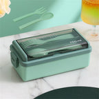 Double Layer Lunch Box 1400ml | Portable Food Container with Cutlery – Microwave Safe for Kids and Adults