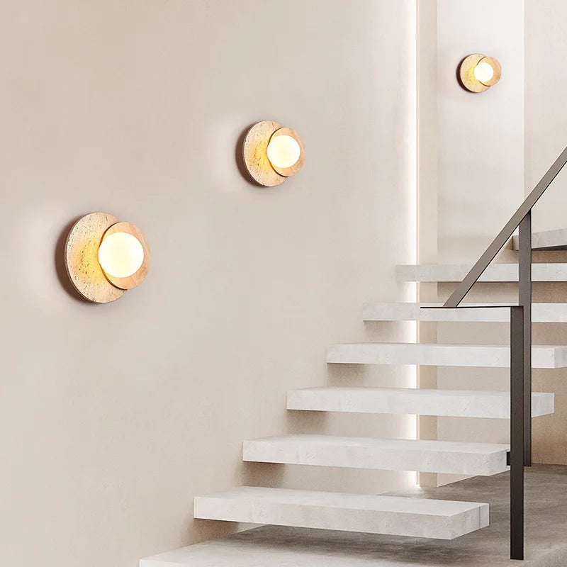 Modern Wall Lamp with Natural Stone Texture - Wabi-Sabi Style