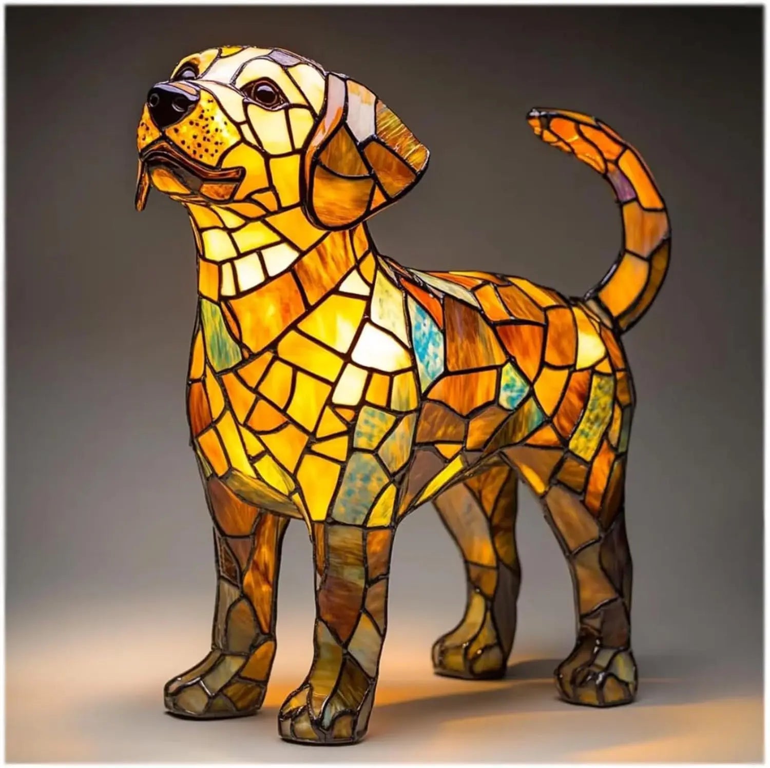 Charming Canine Stained Glass Table Lamp