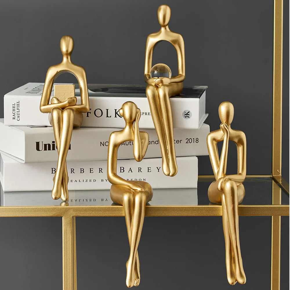 Gilded Elegance Abstract Sculptures