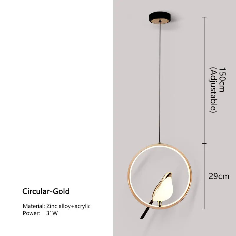 Northern Style LED Pendant Light with Bird Motif