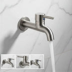 Outdoor Stainless Steel Tap – Dual Outlet Wall Faucet