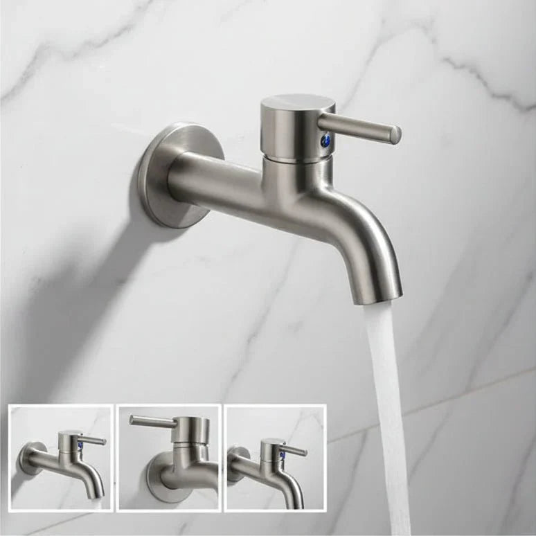 Outdoor Stainless Steel Tap – Dual Outlet Wall Faucet