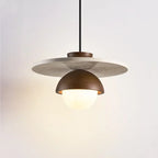 LED Chandelier with Walnut and Stone – Denmark Pendant Lighting