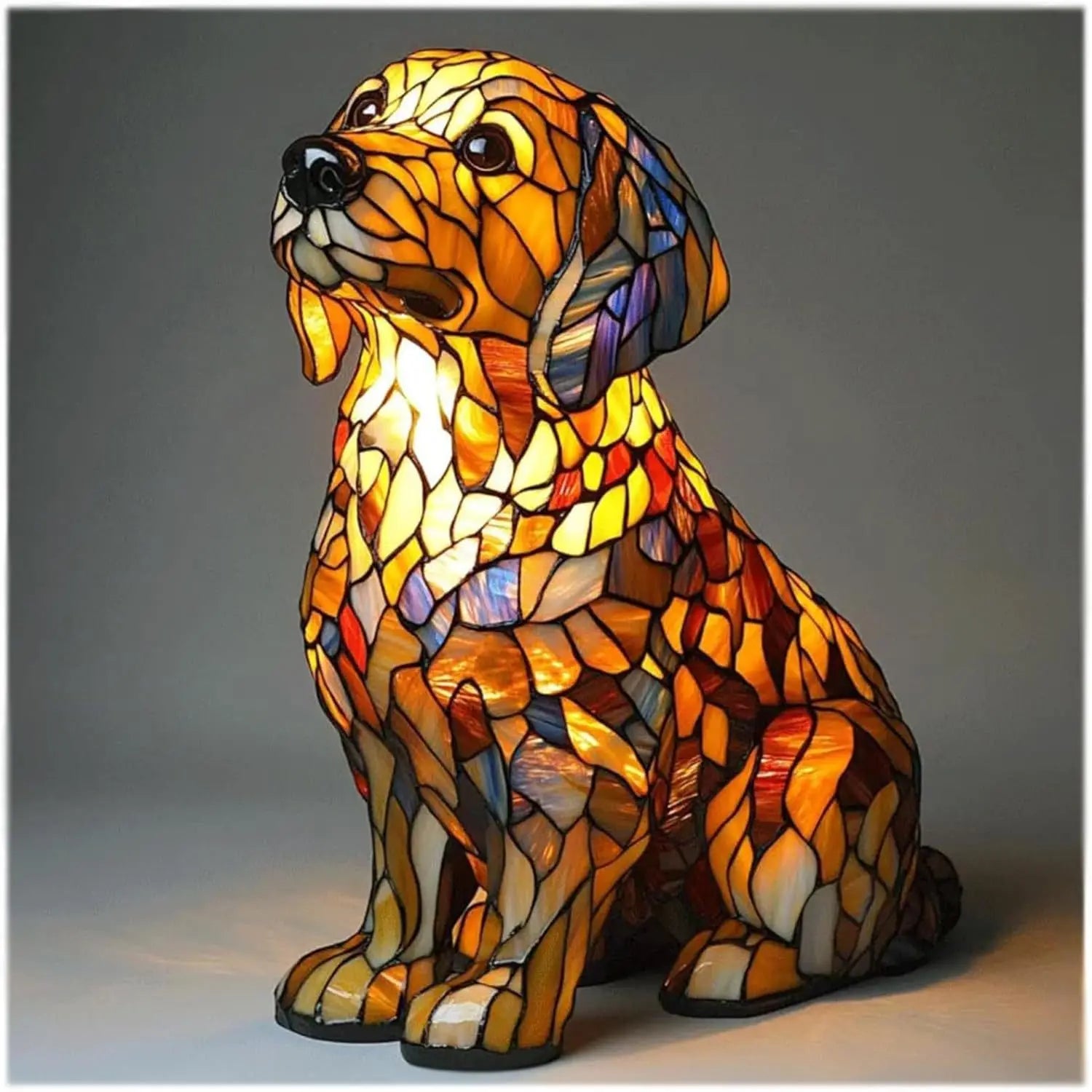 Charming Canine Stained Glass Table Lamp