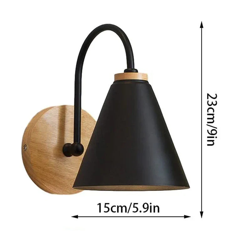 Scandinavian Style Wall Light - Wood and Iron Design