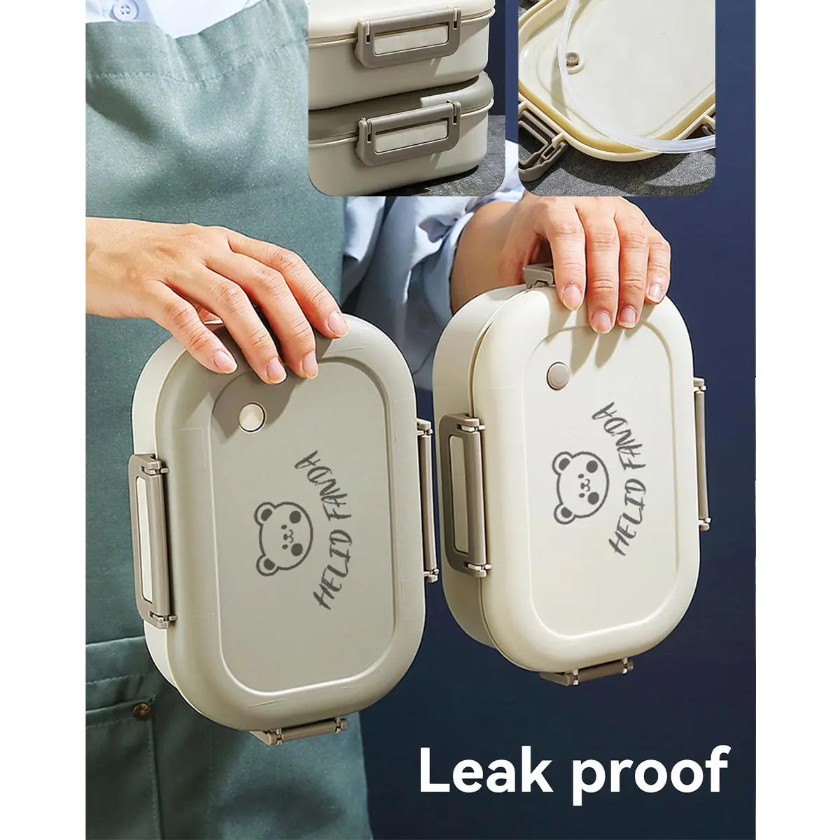 Portable Bento Lunch Box with 3 Compartments – Leak-Proof Design