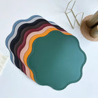 Round Faux Leather Placemats with Embossed Floral Pattern – Luxury Set