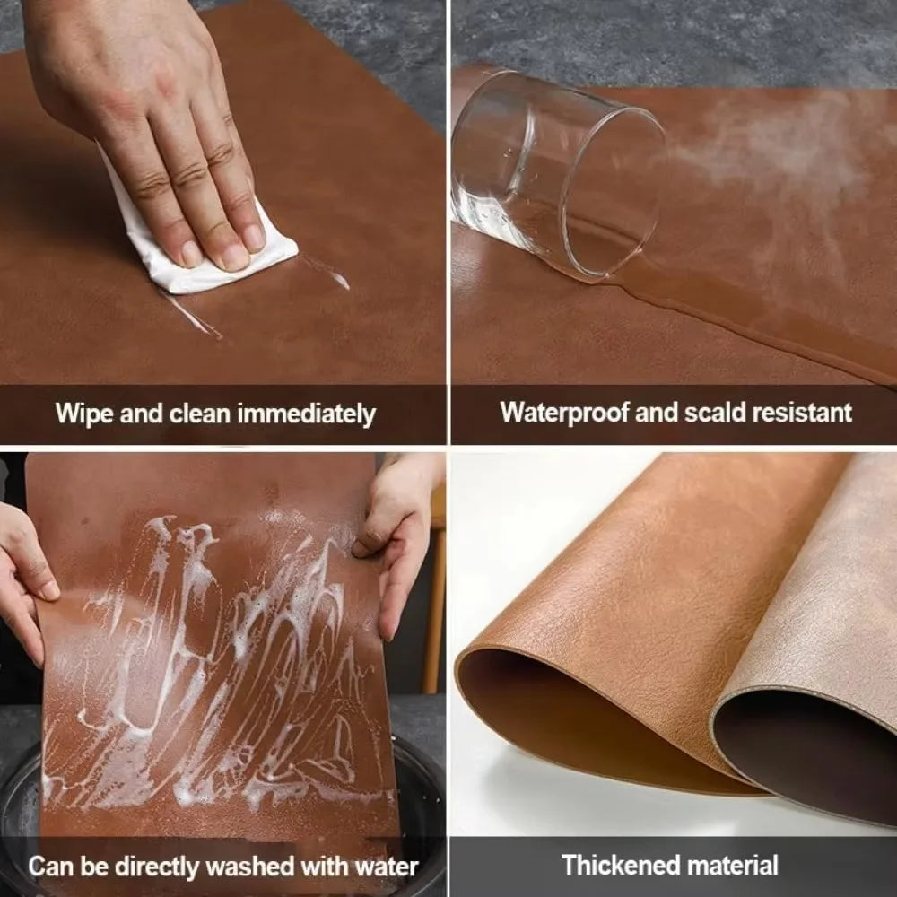 Double-Sided Faux Leather Table Mats – Non-Slip and Heat Resistant