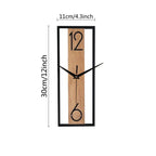 Sleek Rectangular Wall Clock with Wooden Grain Frame