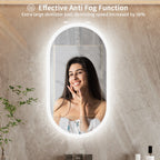 Oval LED Bathroom Mirror with Anti-Fog and Dimmable Backlight
