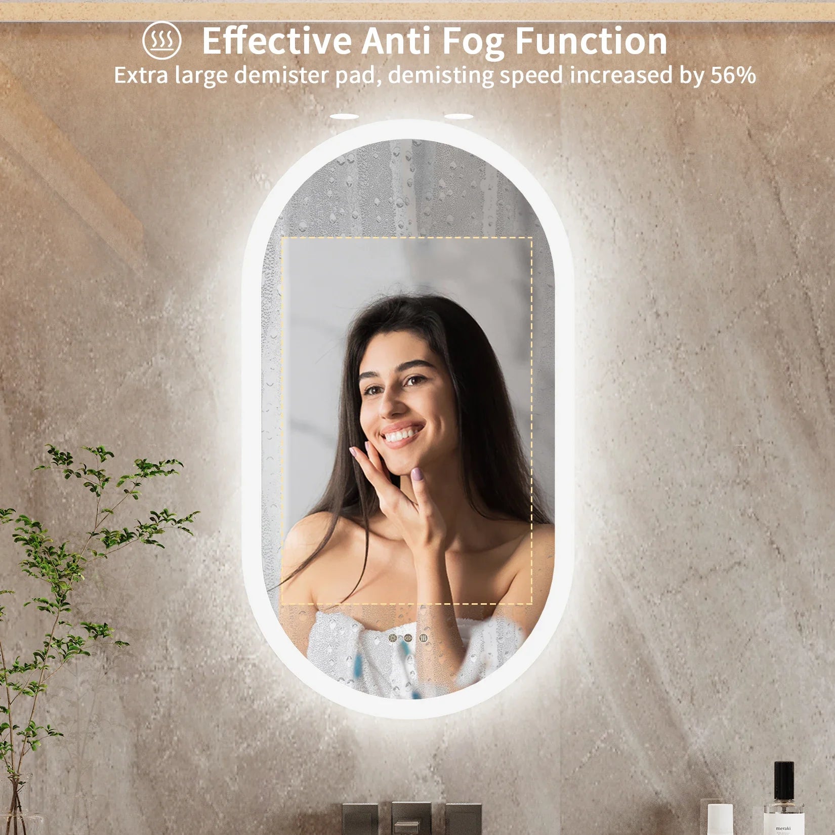 Oval LED Bathroom Mirror with Anti-Fog and Dimmable Backlight
