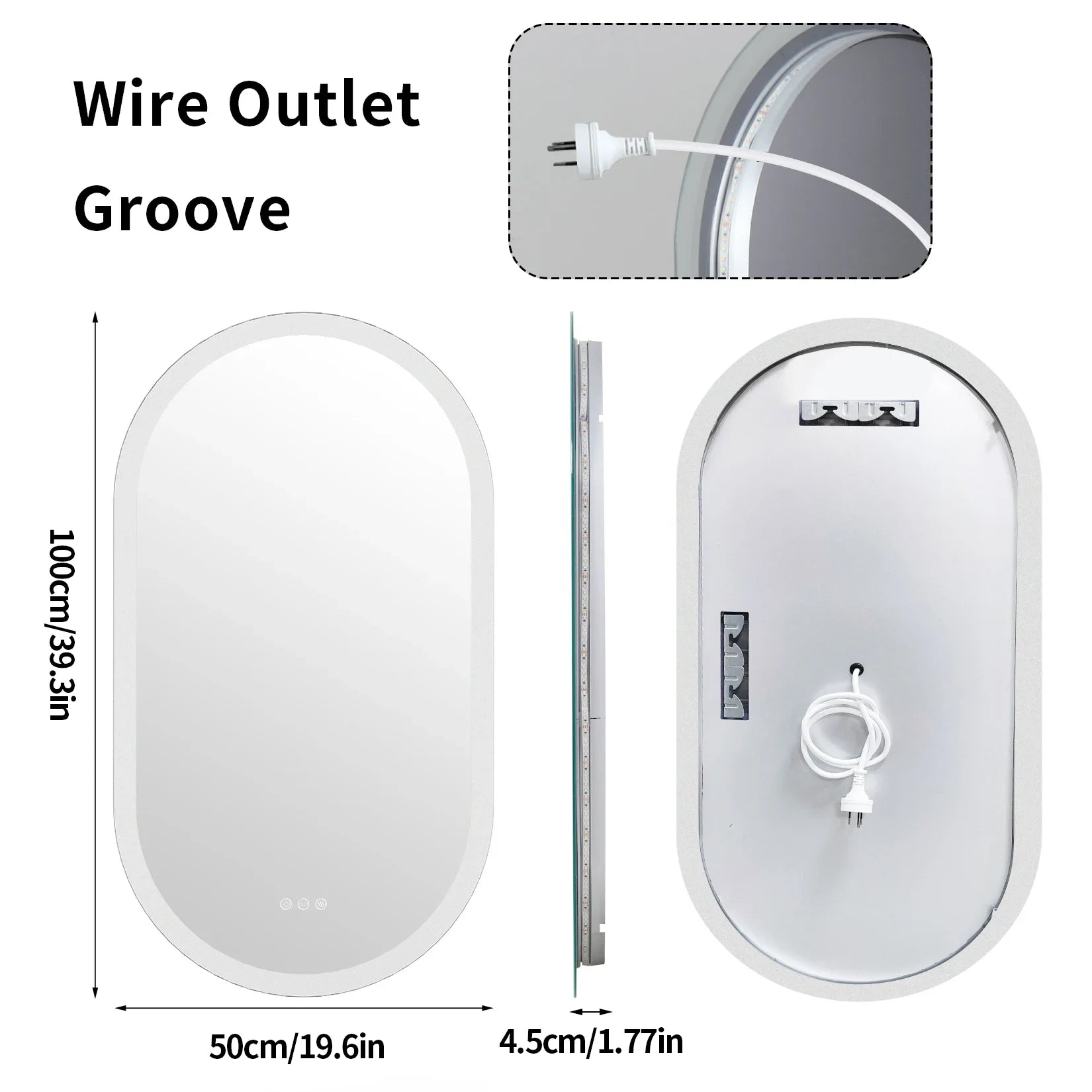 Oval LED Bathroom Mirror with Anti-Fog and Dimmable Backlight